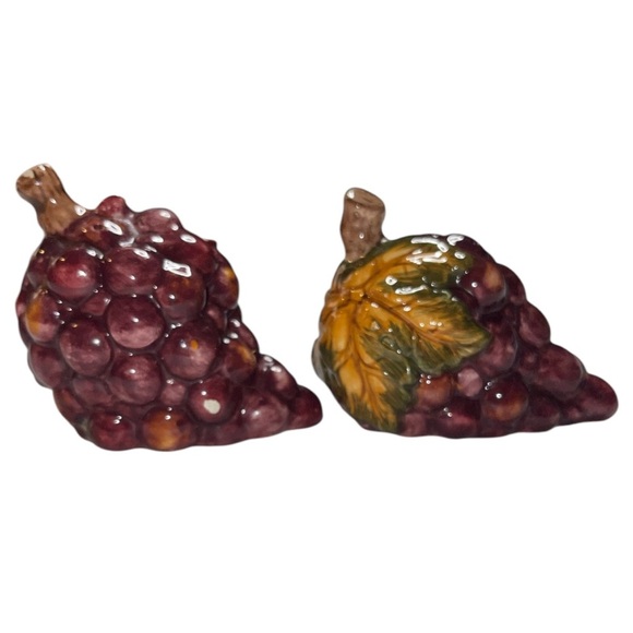 Vintage BICO China Salt & Pepper Shakers | Autumn Leaves and Grape Pattern - Picture 3 of 7